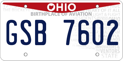 OH license plate GSB7602