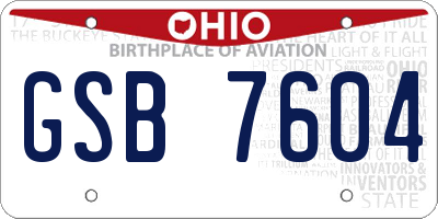 OH license plate GSB7604