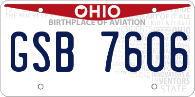 OH license plate GSB7606