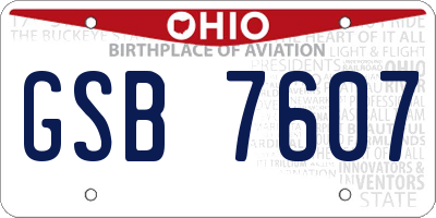 OH license plate GSB7607