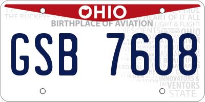 OH license plate GSB7608