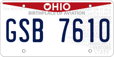 OH license plate GSB7610