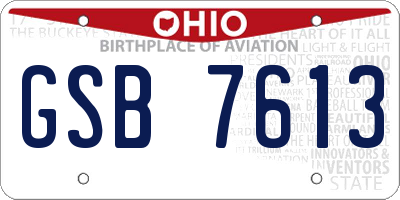 OH license plate GSB7613