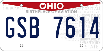 OH license plate GSB7614