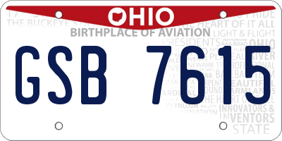 OH license plate GSB7615