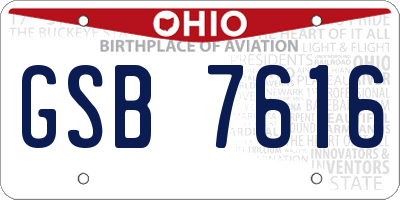 OH license plate GSB7616