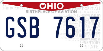 OH license plate GSB7617