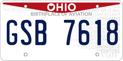 OH license plate GSB7618