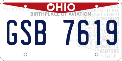 OH license plate GSB7619