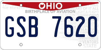 OH license plate GSB7620