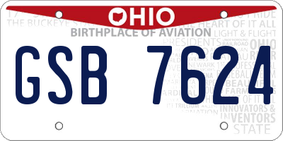 OH license plate GSB7624