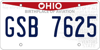 OH license plate GSB7625