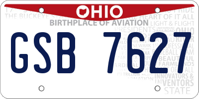 OH license plate GSB7627