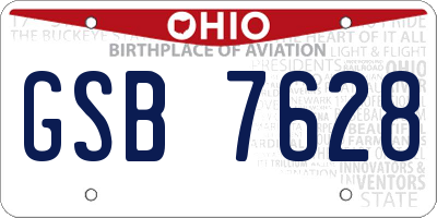 OH license plate GSB7628