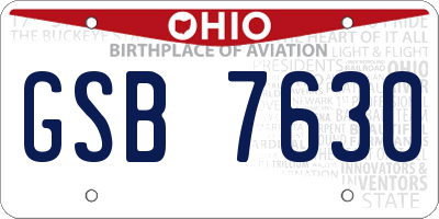 OH license plate GSB7630