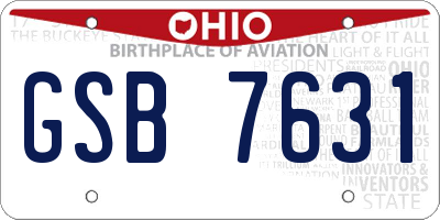 OH license plate GSB7631