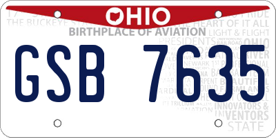 OH license plate GSB7635