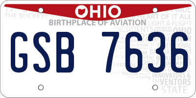 OH license plate GSB7636