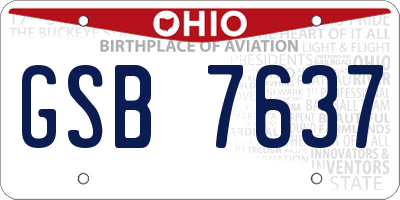 OH license plate GSB7637