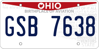 OH license plate GSB7638