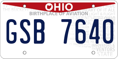 OH license plate GSB7640