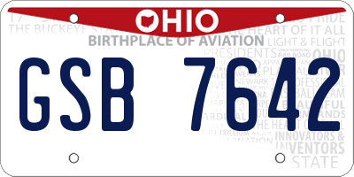 OH license plate GSB7642