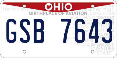 OH license plate GSB7643