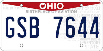 OH license plate GSB7644