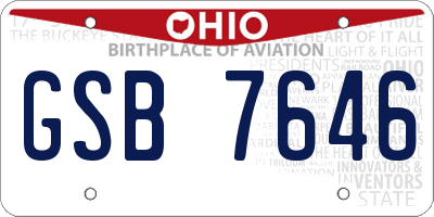 OH license plate GSB7646