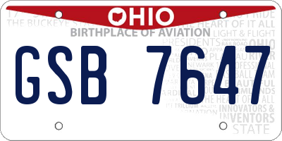 OH license plate GSB7647