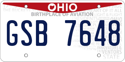 OH license plate GSB7648