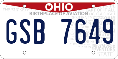 OH license plate GSB7649