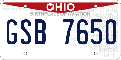 OH license plate GSB7650