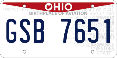 OH license plate GSB7651