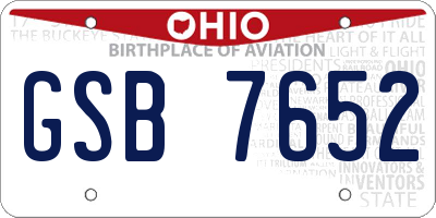 OH license plate GSB7652