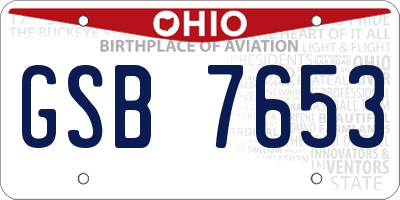 OH license plate GSB7653