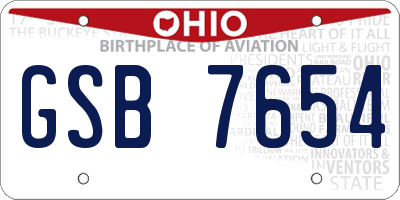 OH license plate GSB7654