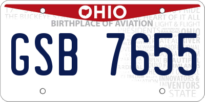 OH license plate GSB7655