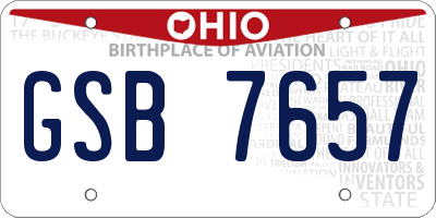 OH license plate GSB7657