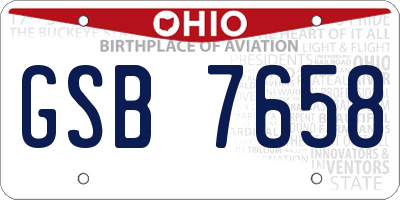 OH license plate GSB7658