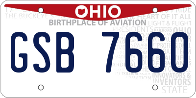 OH license plate GSB7660