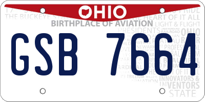 OH license plate GSB7664