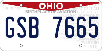 OH license plate GSB7665