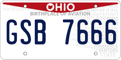 OH license plate GSB7666