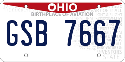 OH license plate GSB7667