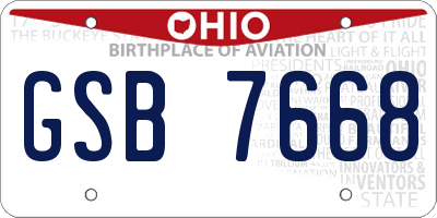 OH license plate GSB7668