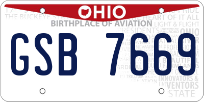 OH license plate GSB7669