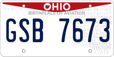 OH license plate GSB7673