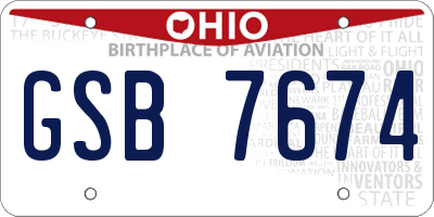 OH license plate GSB7674