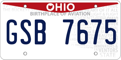 OH license plate GSB7675